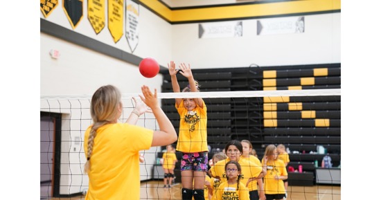 Girls practice their volleyball skills during a junior sports camp at North Platte Community College last summer. This year’s camps are scheduled for June and July. 